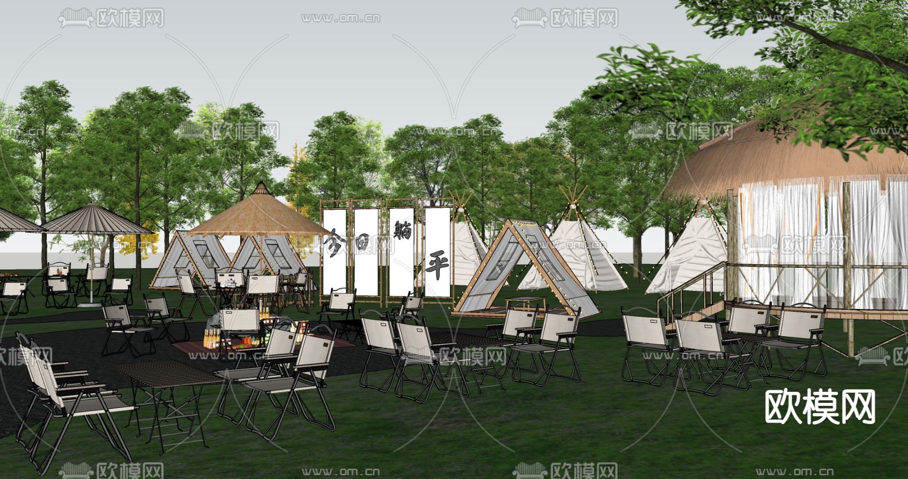 现代露营公园su模型下载（渲染图2）