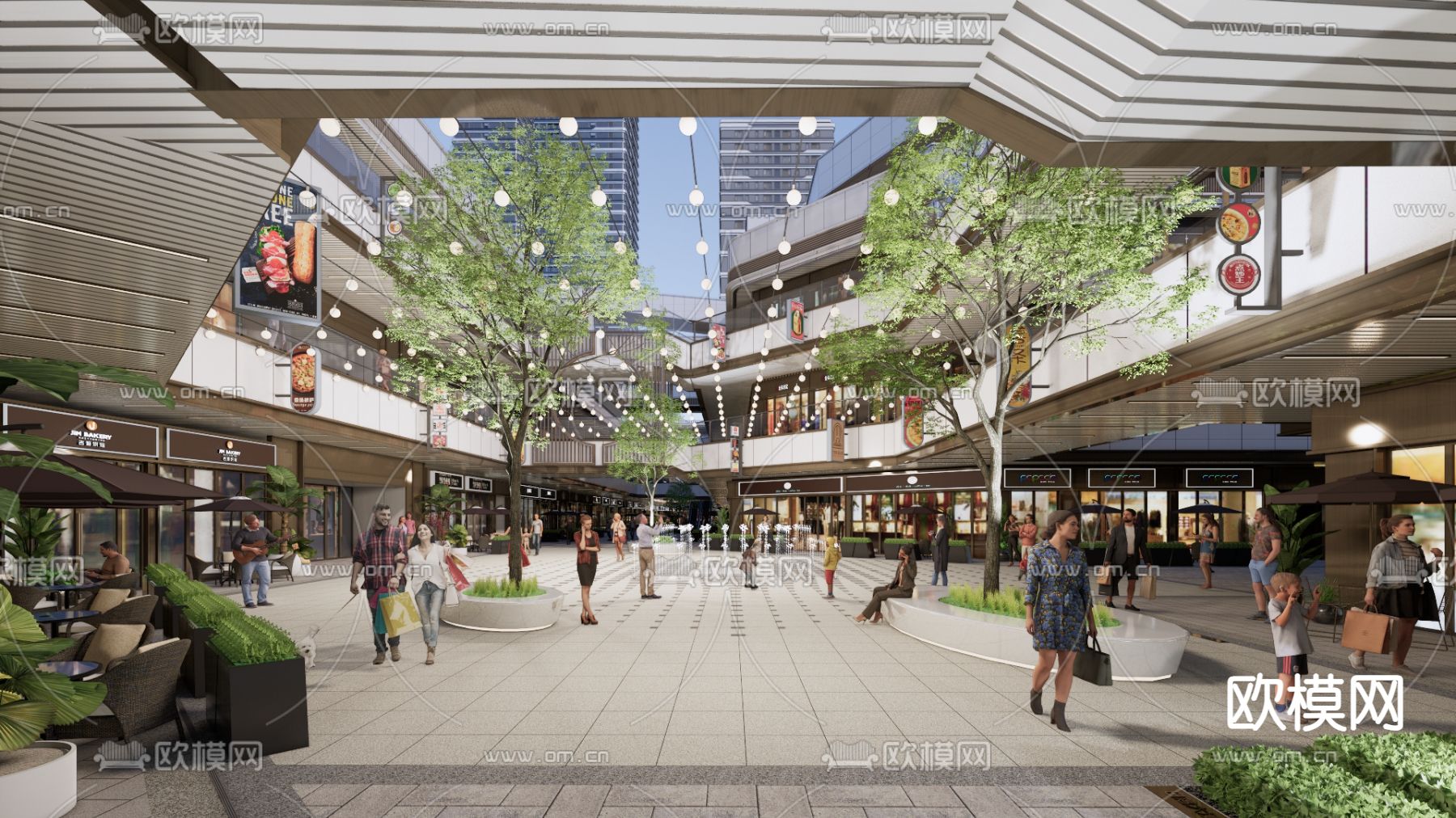 现代商业街su模型