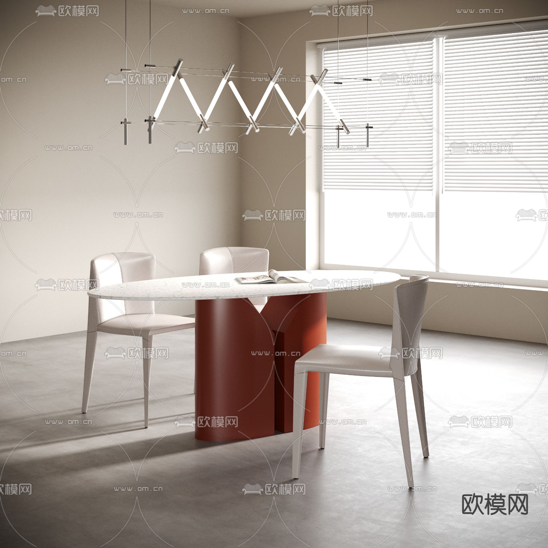 现代餐桌椅 椭圆餐桌3d模型下载