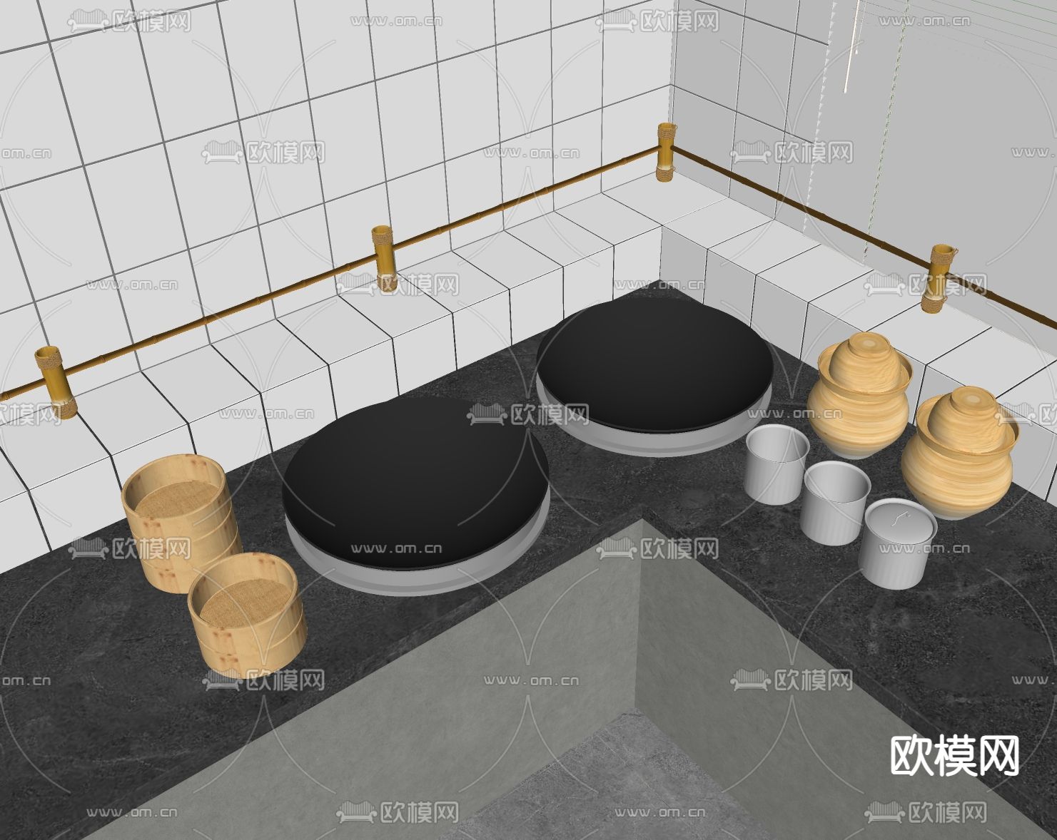 现代灶台 灶具 调料罐su模型下载（渲染图2）