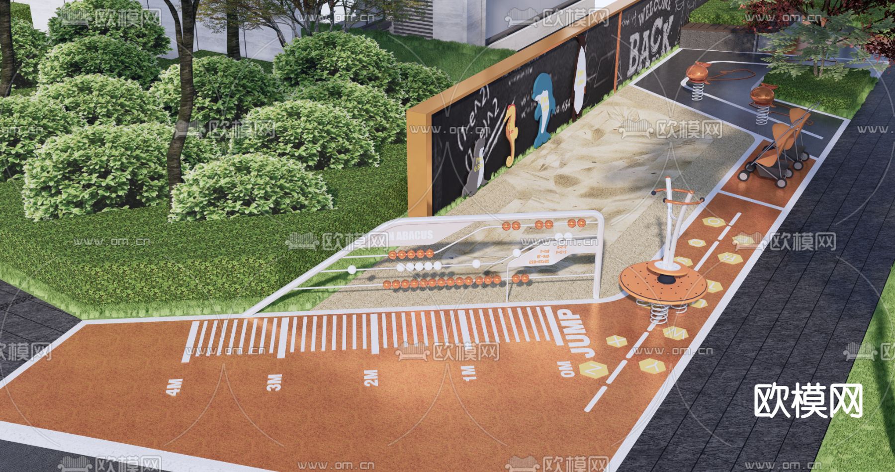 住宅小区 儿童游乐区su模型下载（渲染图3）