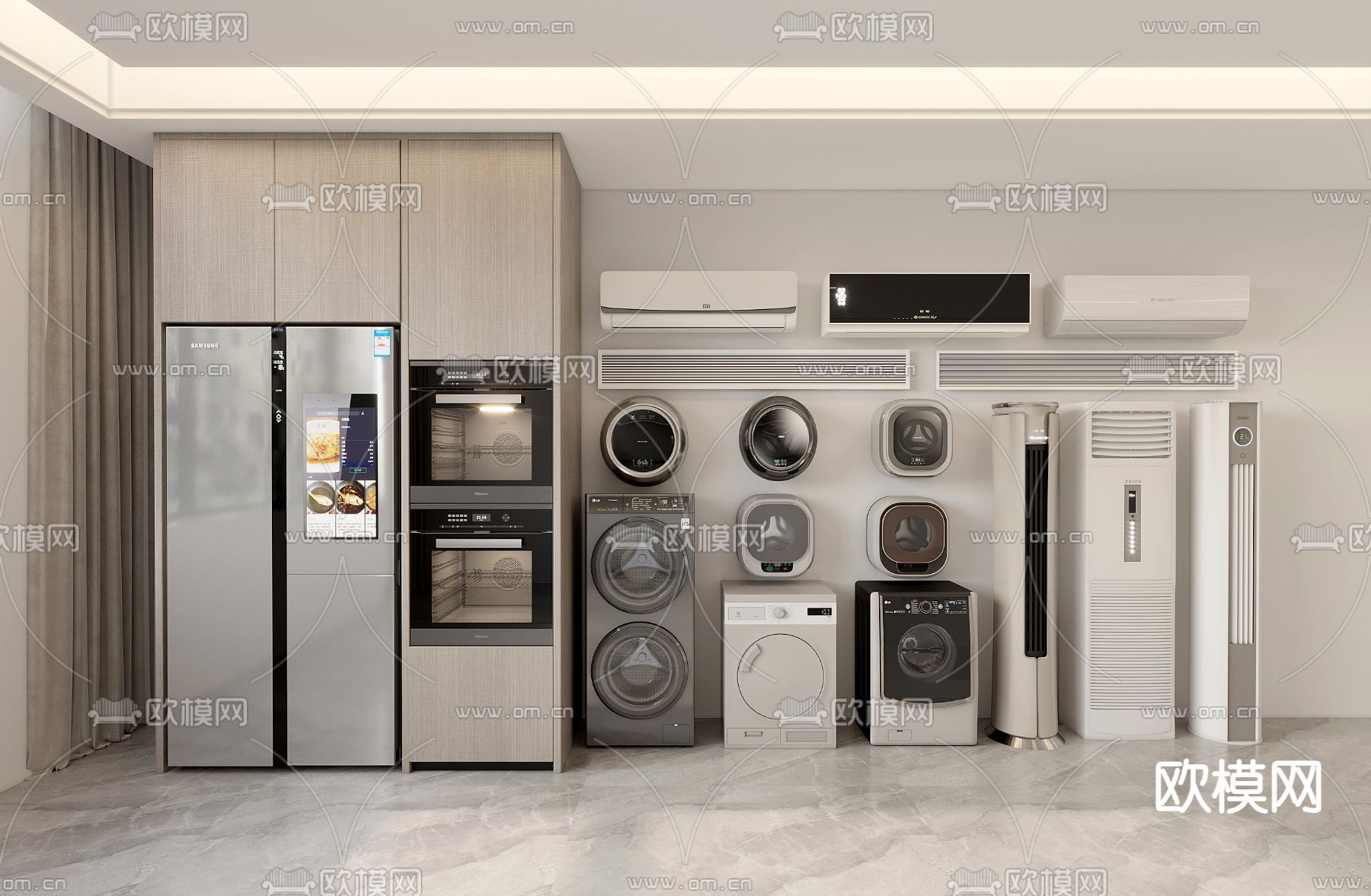 冰箱 空调柜机 洗衣机 烤箱3d模型下载