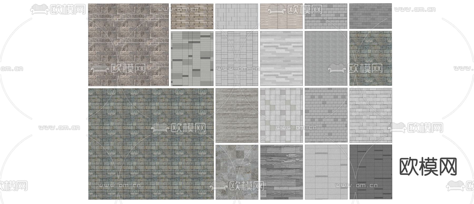 石材铺装 道路铺装su模型下载（渲染图2）