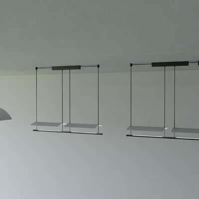  现代长条吊灯su模型 