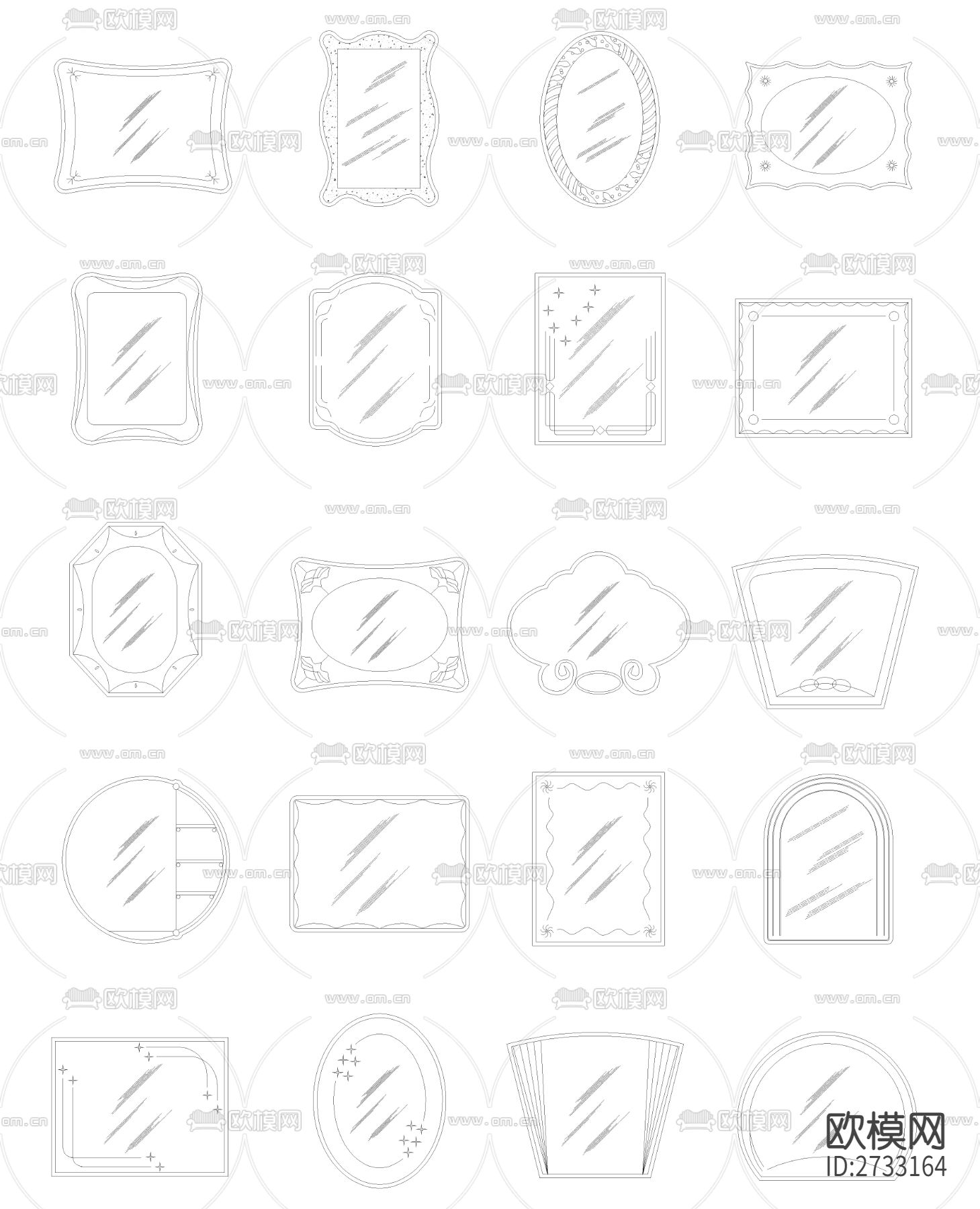 镜子CAD图库下载（渲染图3）
