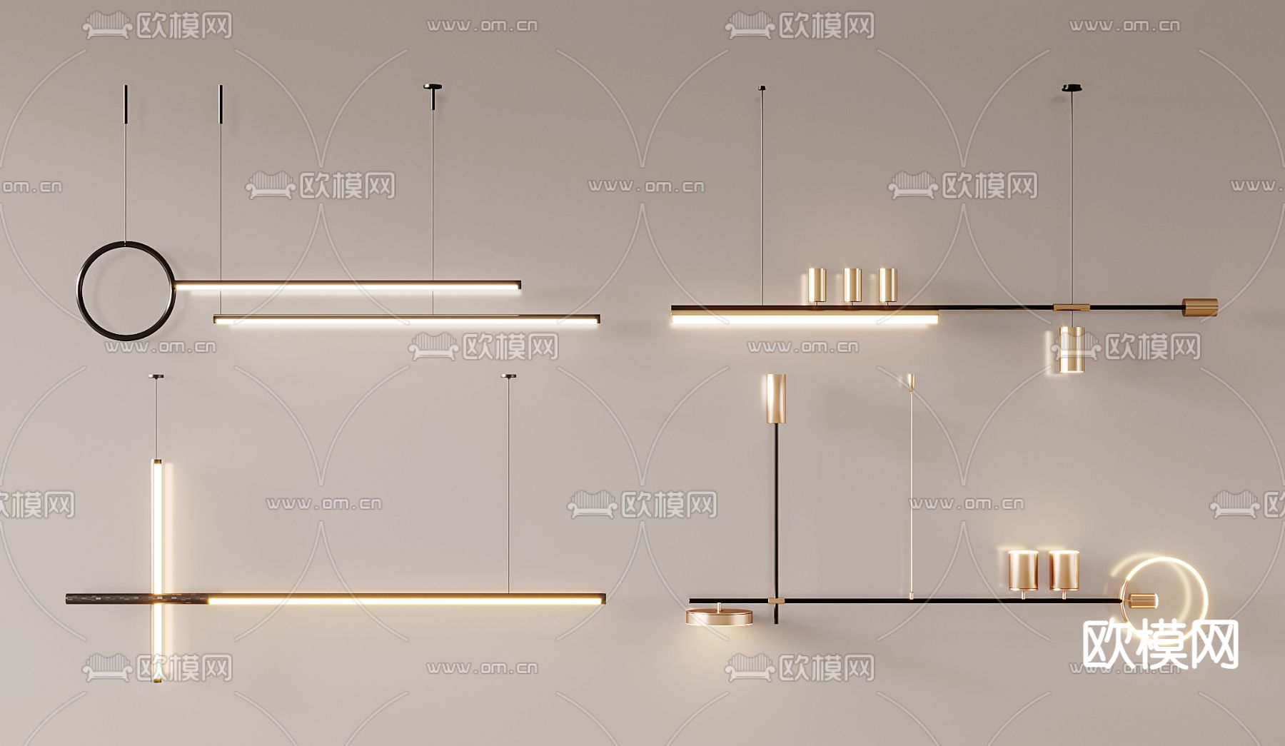 长吊灯 餐厅吊灯3d模型下载