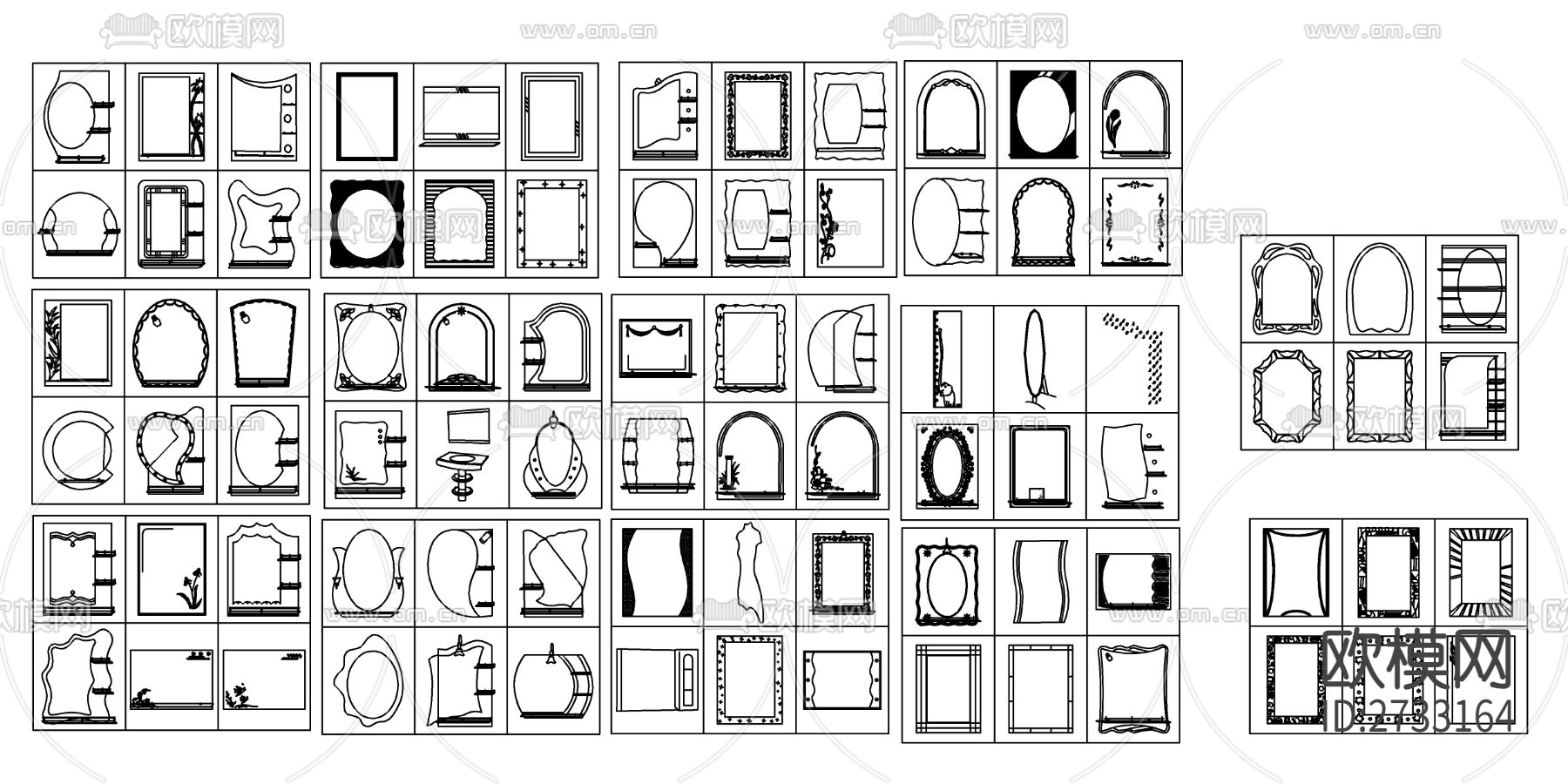 镜子CAD图库下载（渲染图1）
