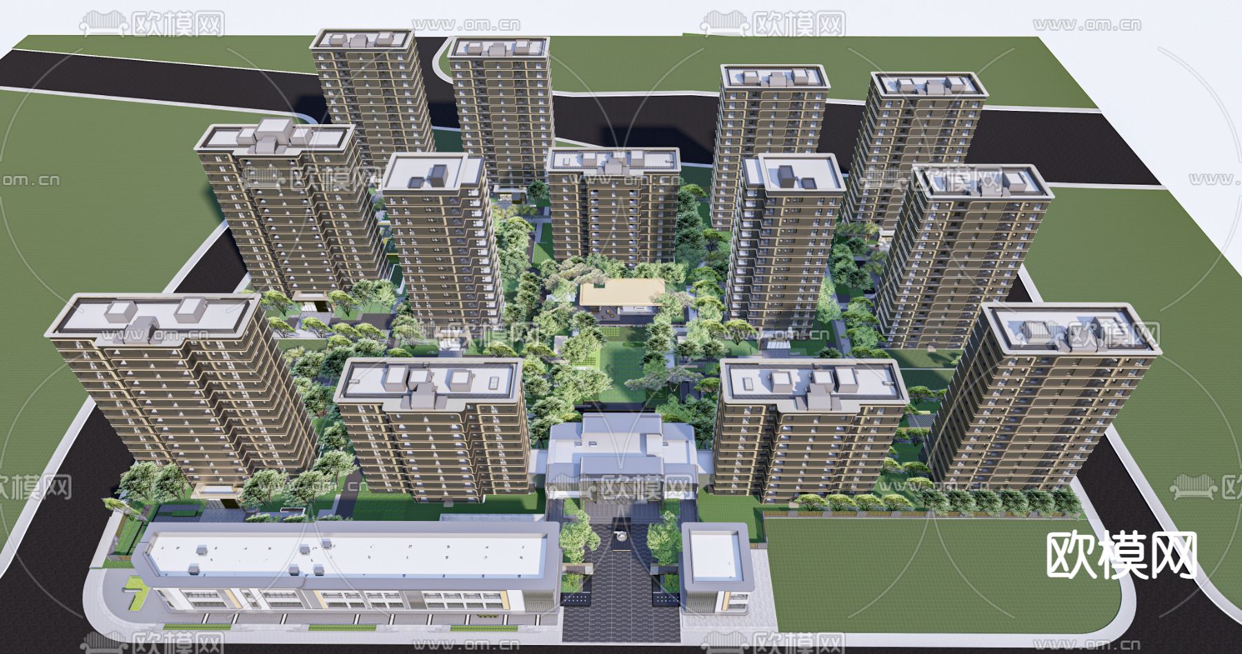 住宅大区鸟瞰su模型