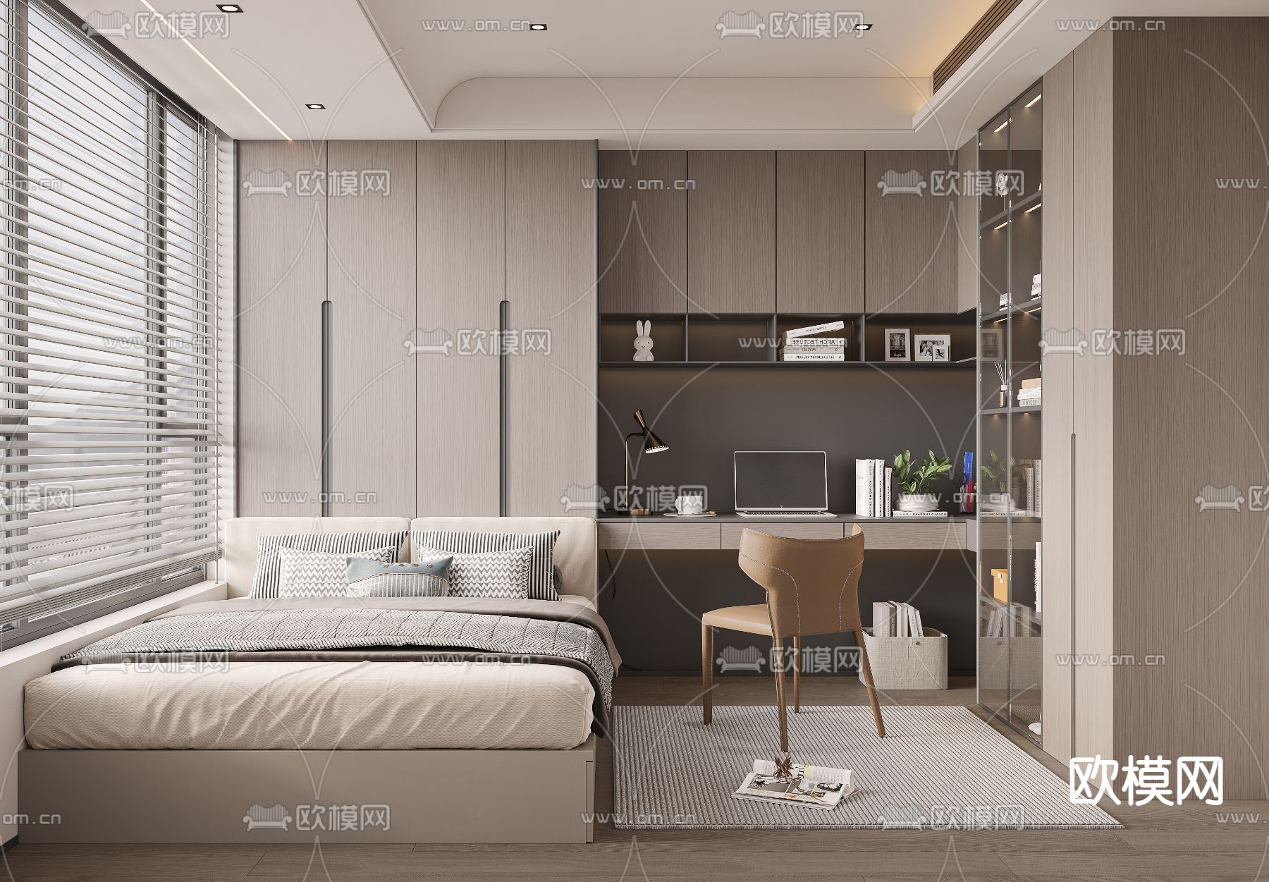 榻榻米卧室3d模型下载（渲染图1）