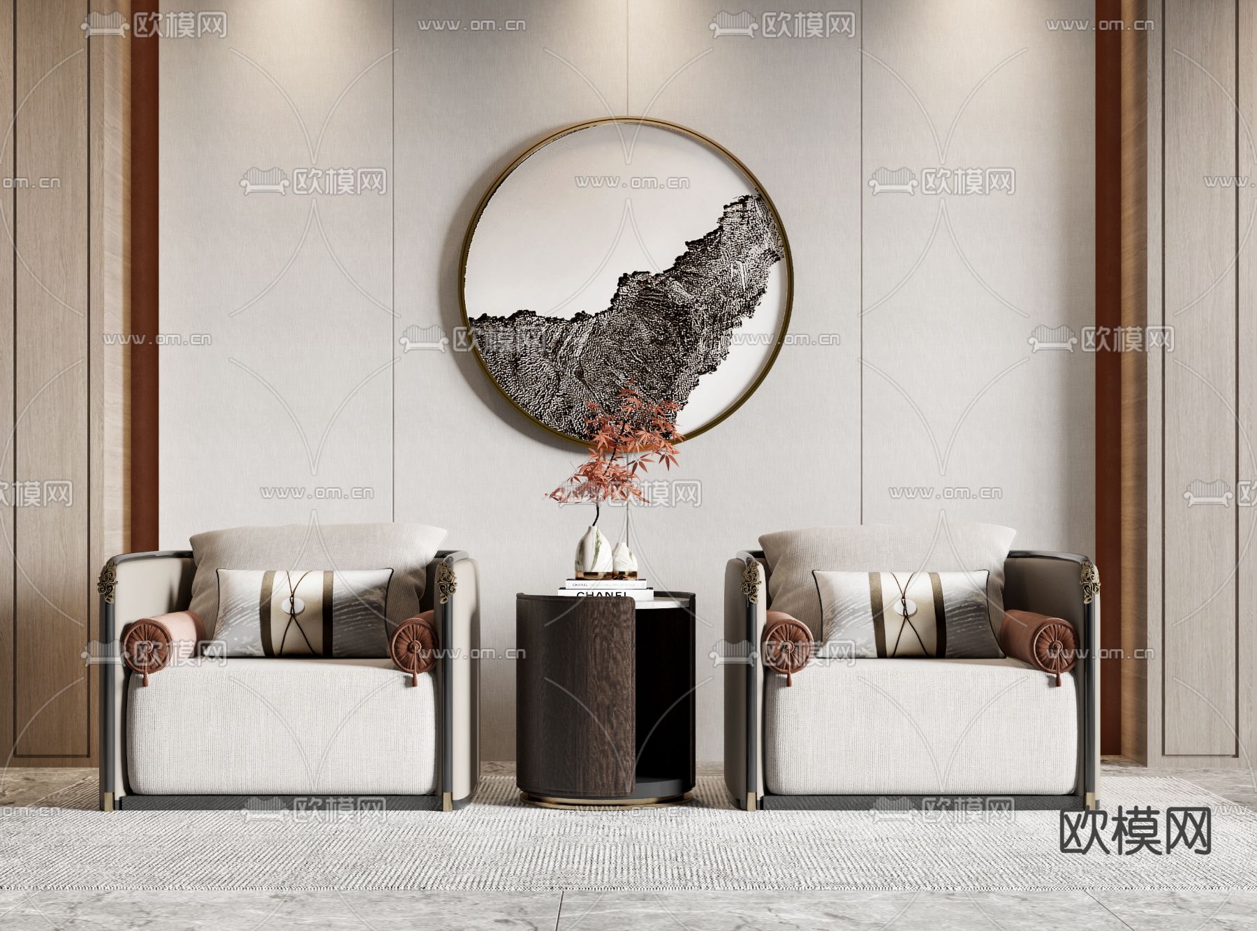 新中式沙发 接待沙发3d模型下载