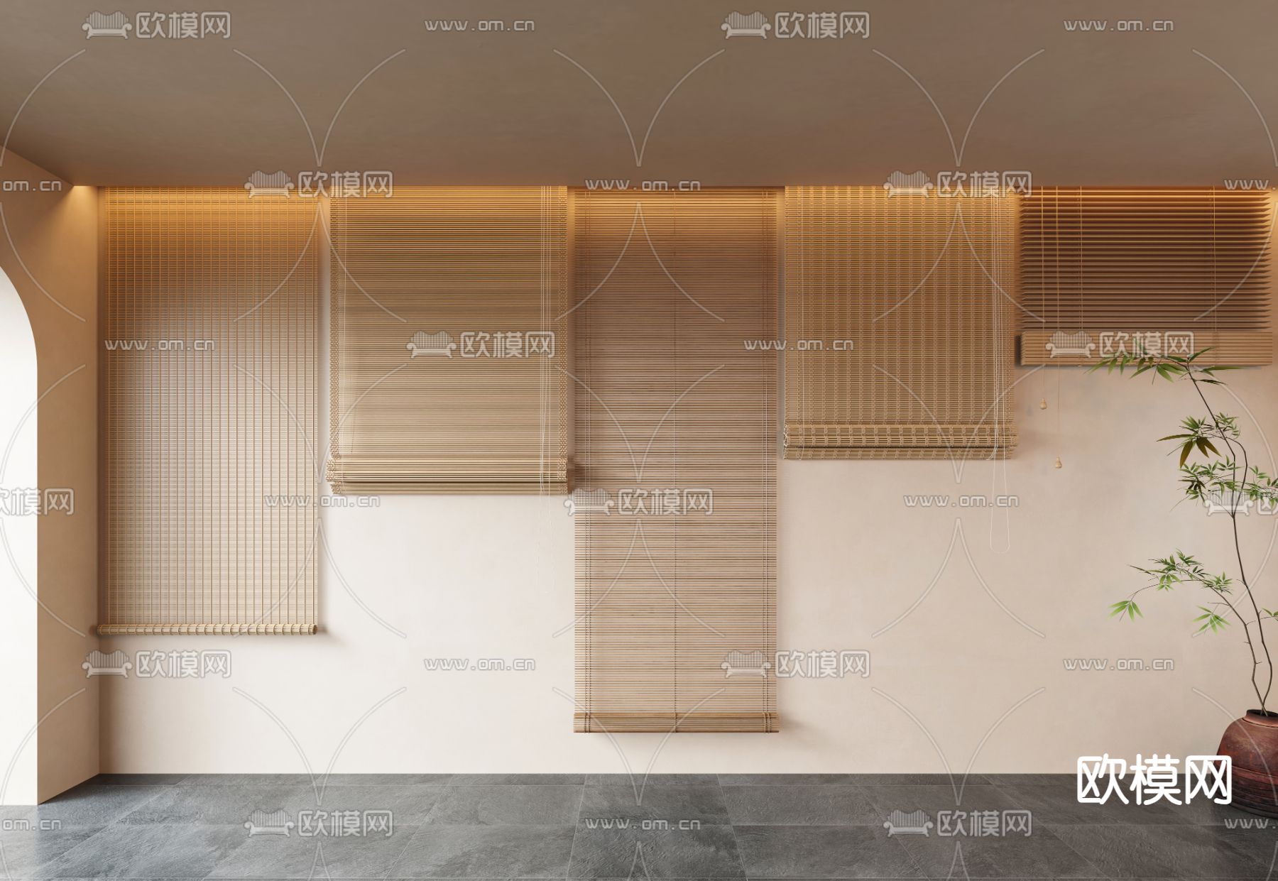 新中式竹帘 卷帘 拉帘3d模型下载_ID14182725_3dmax免费模型-欧模网
