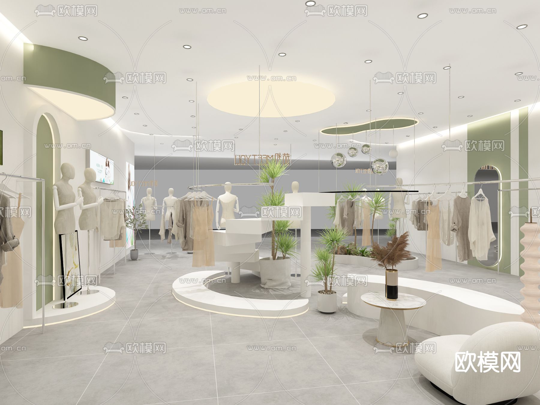 现代服装店su模型下载（渲染图2）
