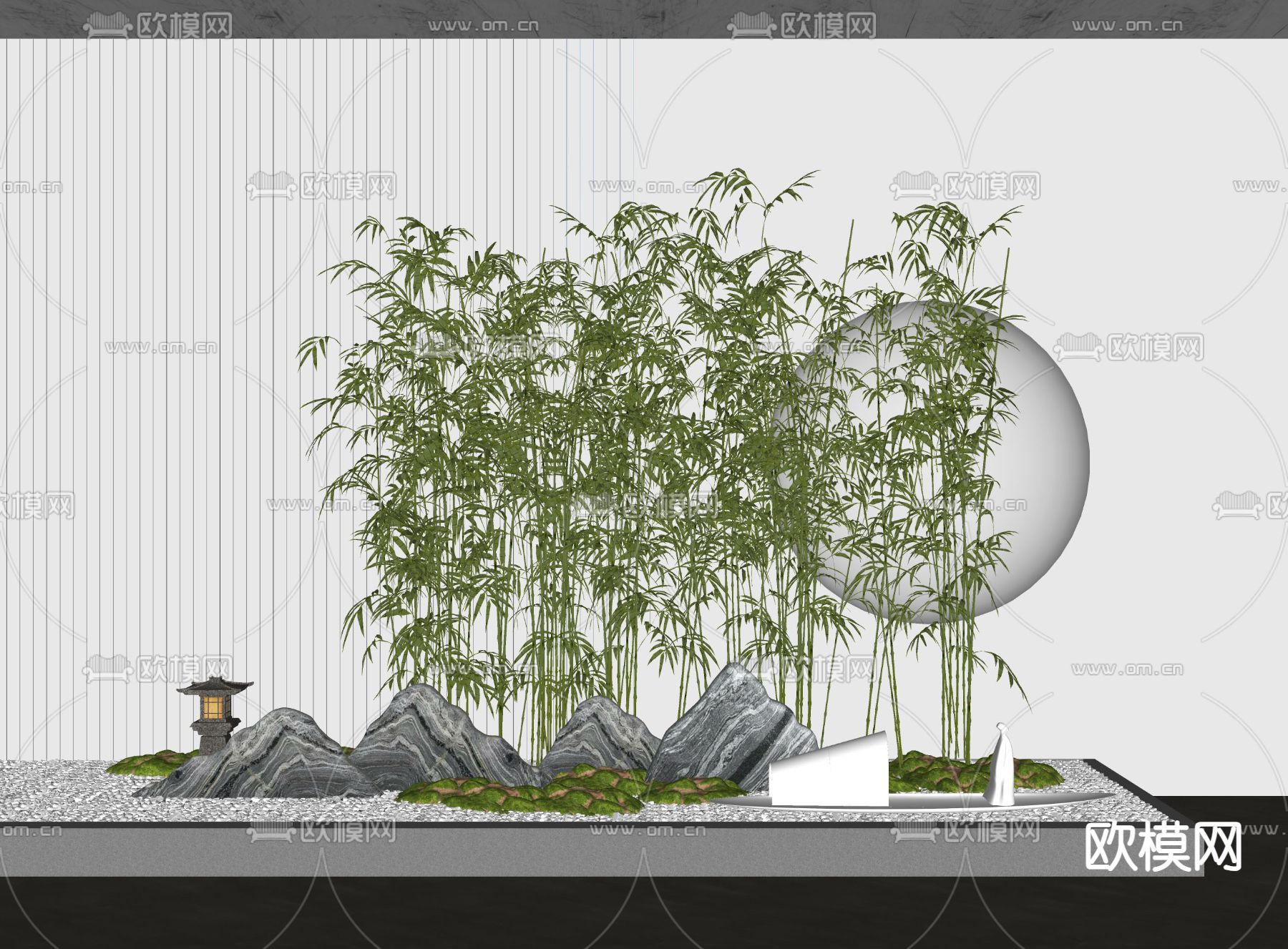 现代竹子 盆栽su模型下载（渲染图2）
