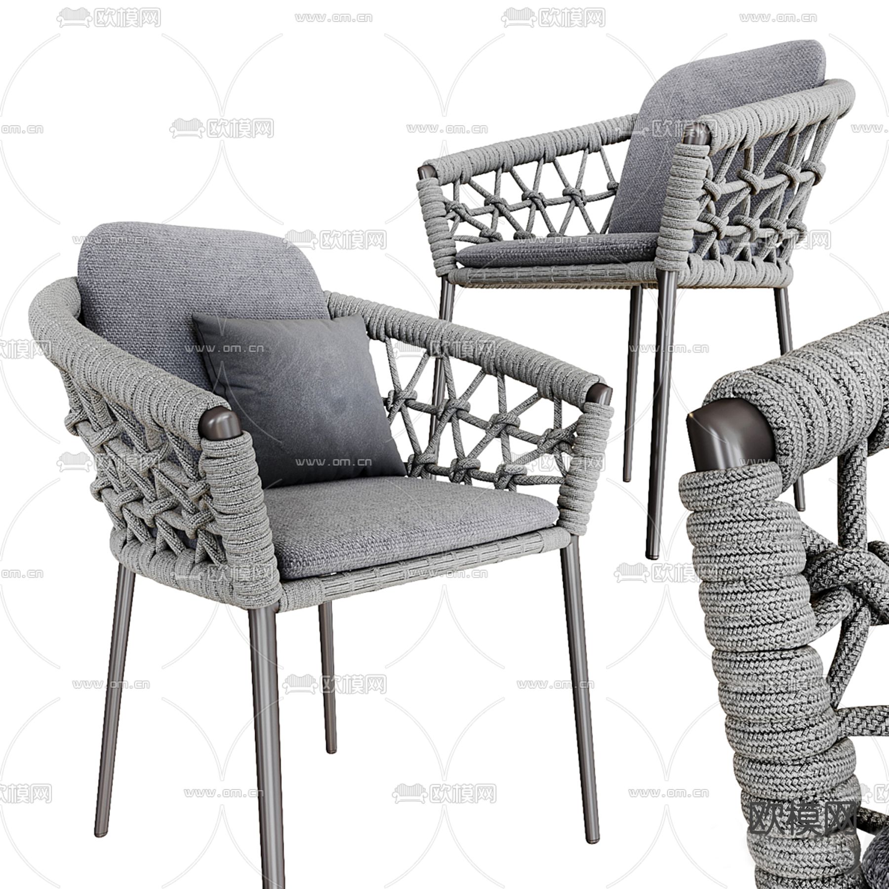 户外椅 绳编椅3d模型下载