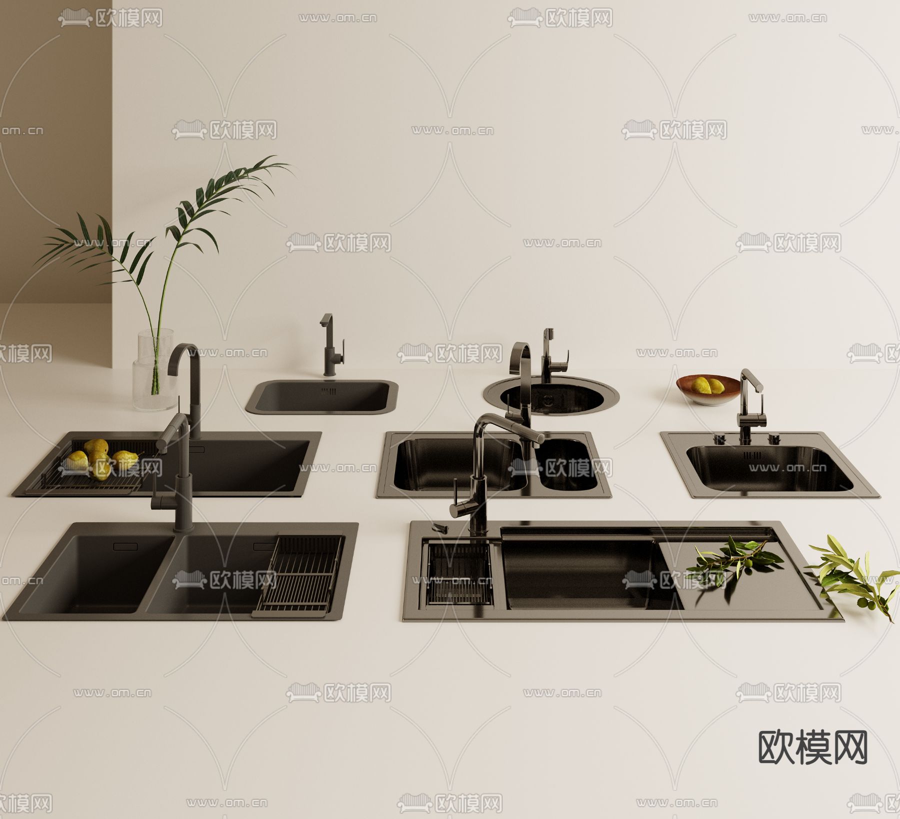不锈钢水槽 洗手池su模型下载（渲染图1）