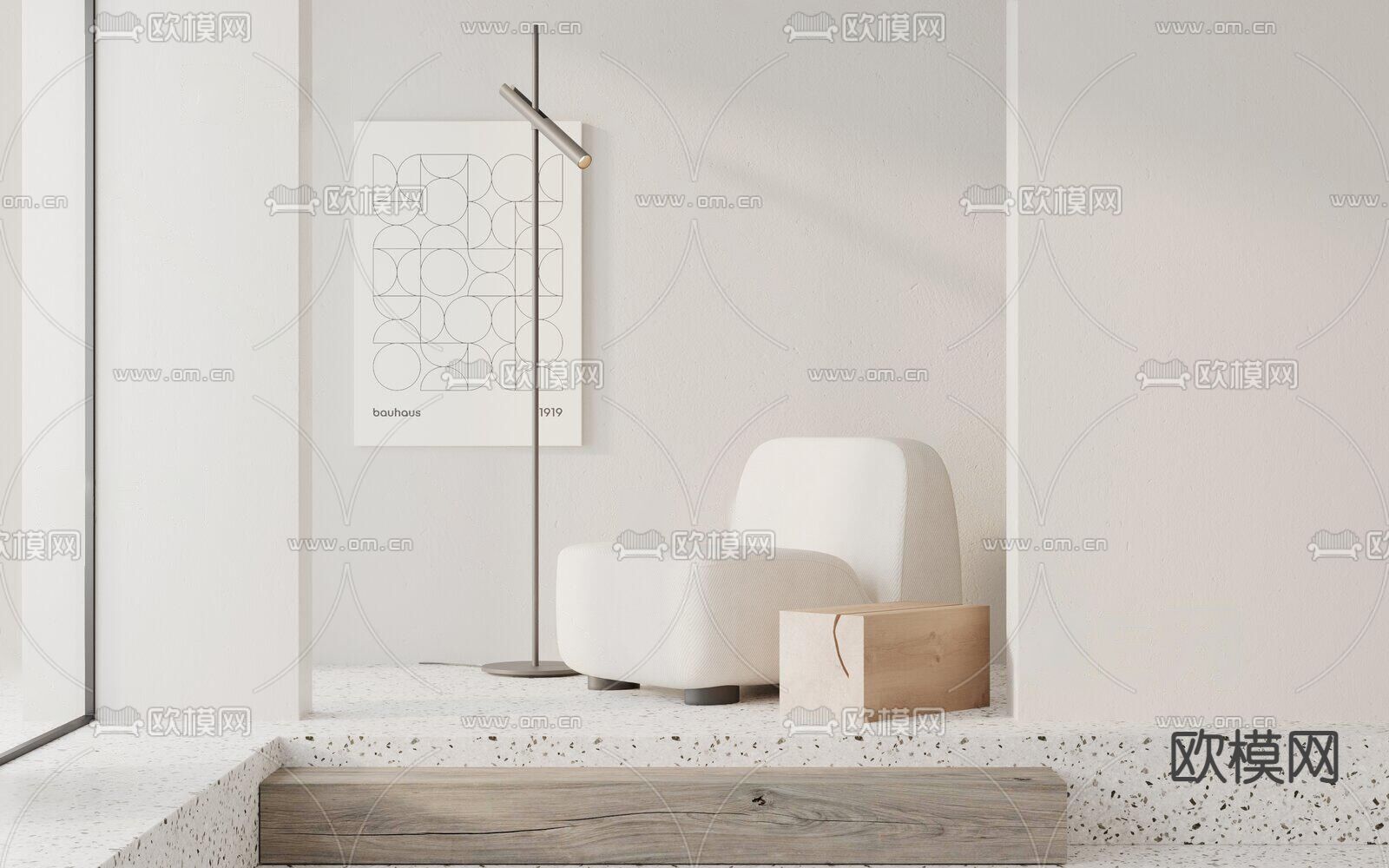 奶油风沙发 单人沙发3d模型下载