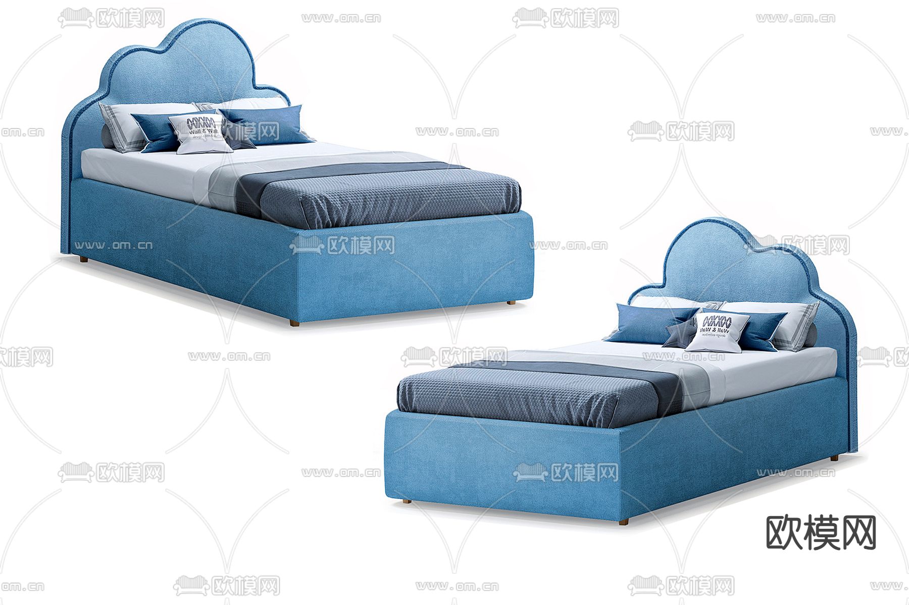 蓝色儿童床 小孩床3d模型下载