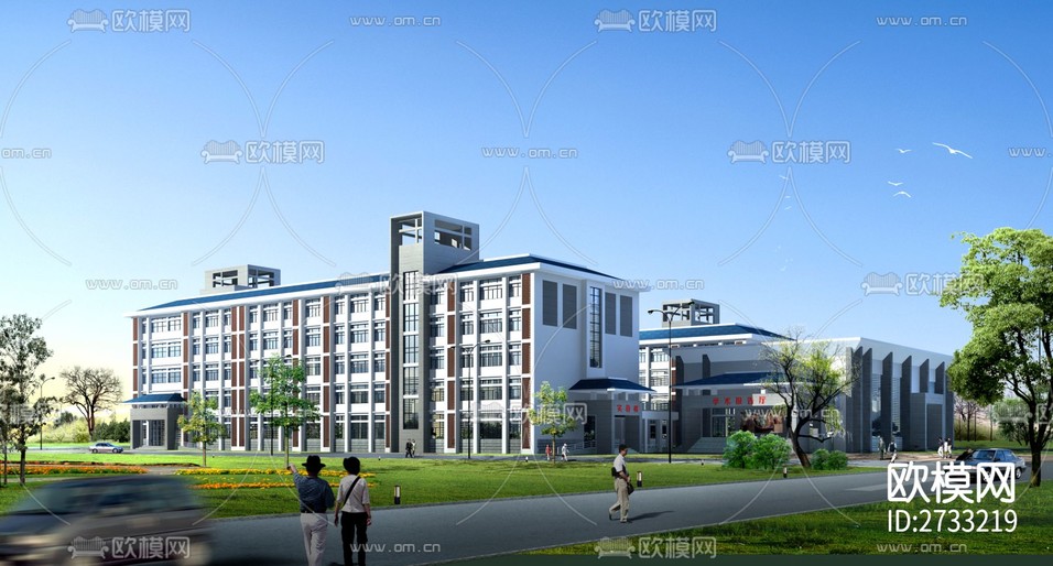 某中學(xué)實(shí)驗(yàn)樓CAD施工圖下載(渲染圖1)