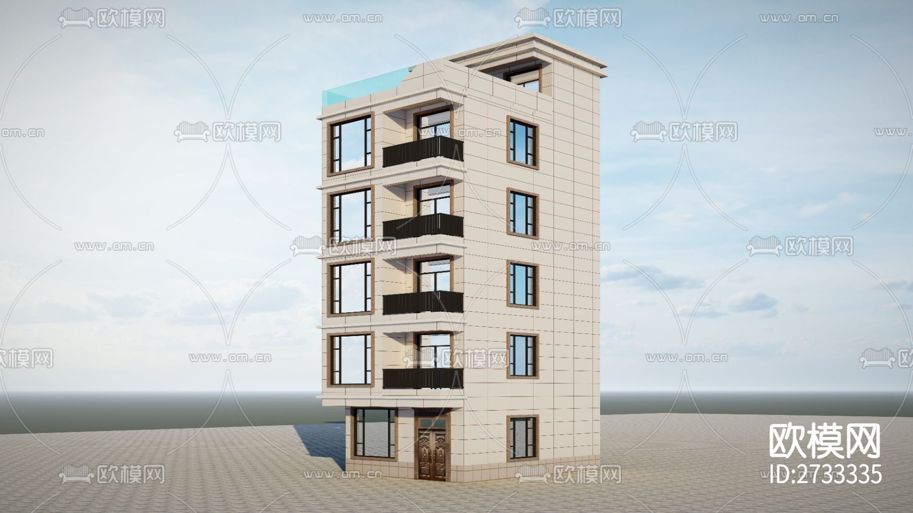 现代别墅CAD施工图下载（渲染图2）