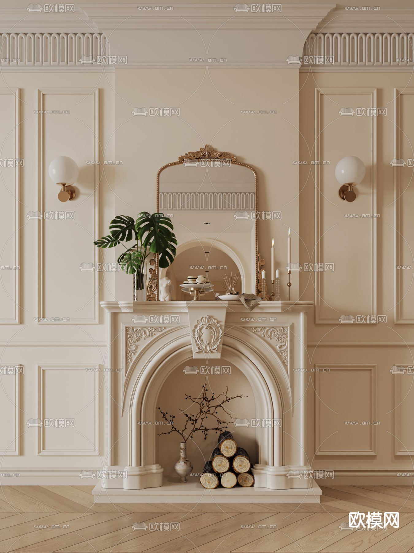 法式壁炉3d模型下载