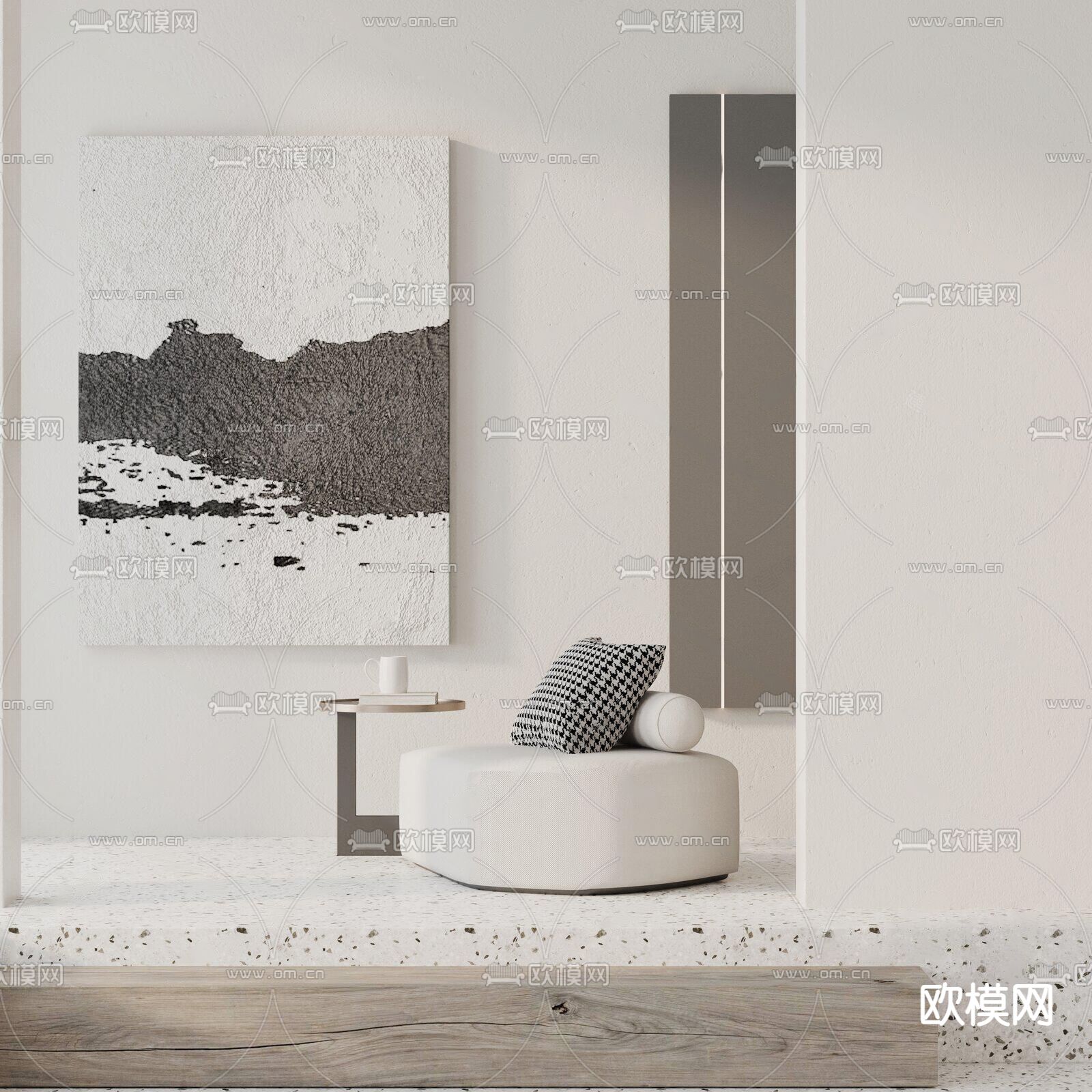 奶油风沙发 单人沙发3d模型下载