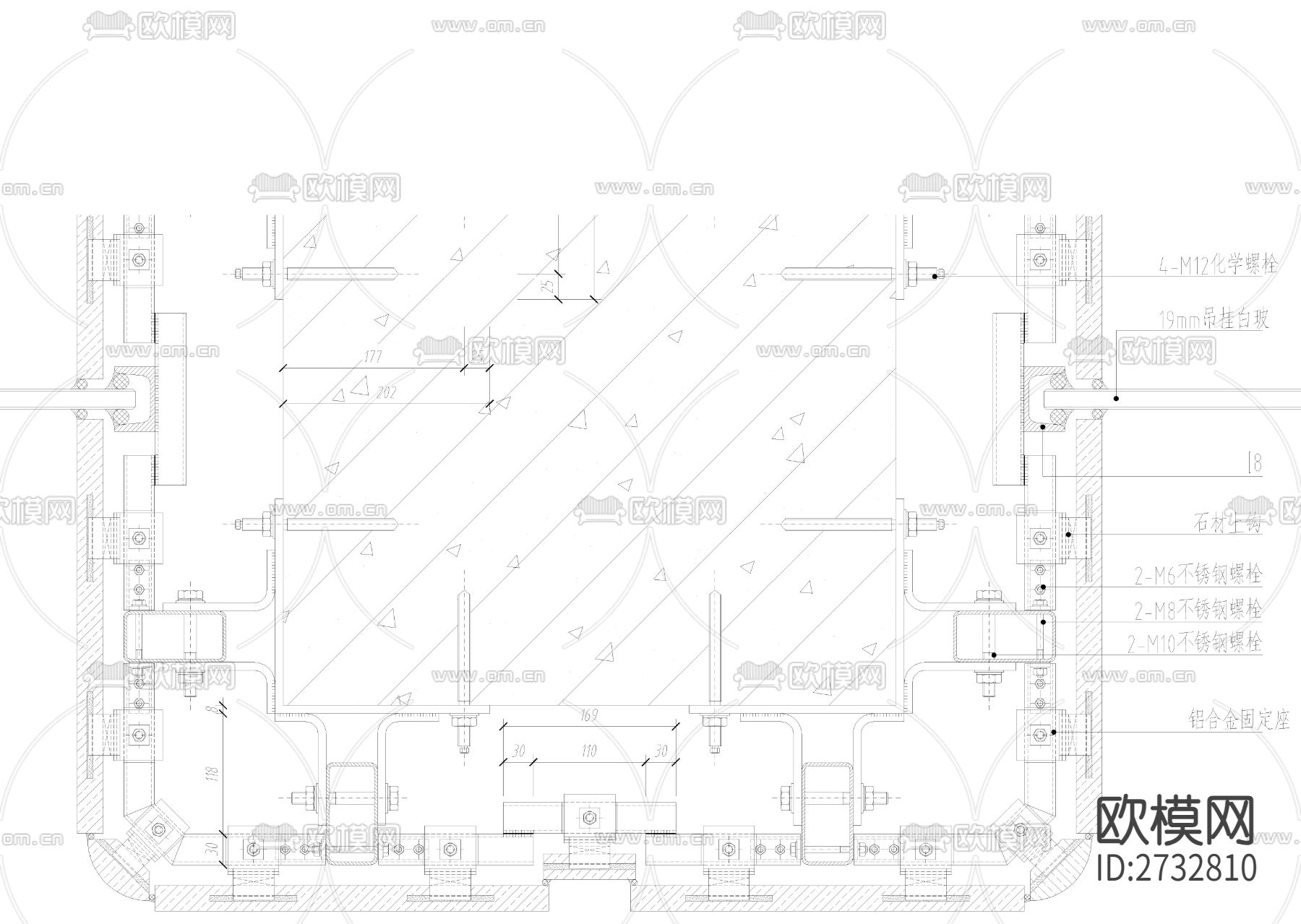 石材柱节点大样CAD施工图下载（渲染图3）