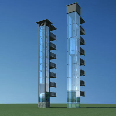  室外电梯 观光电梯su模型 