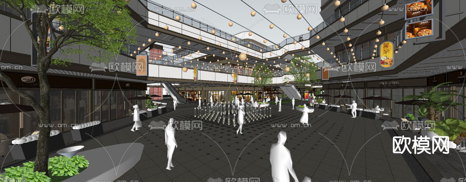 现代商业街su模型