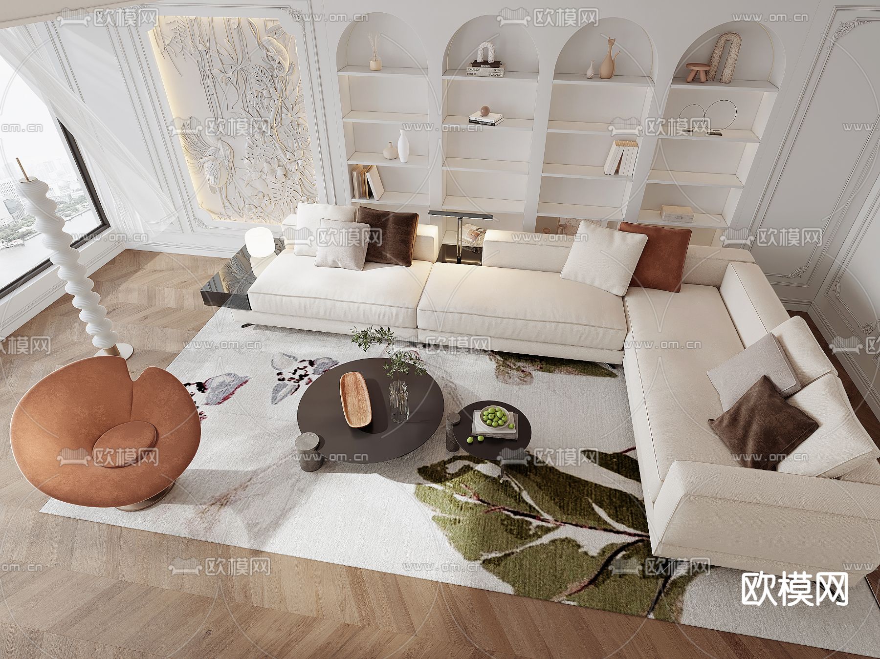 法式组合沙发3d模型下载