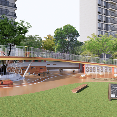 住宅小区 儿童游乐区su模型