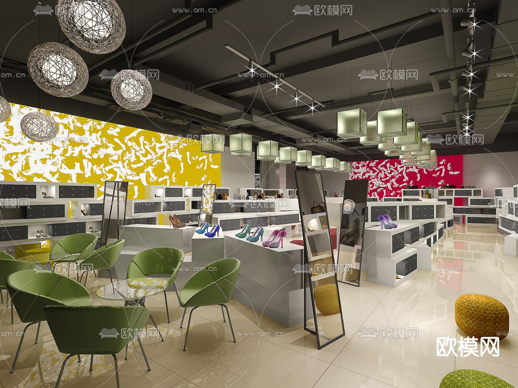 现代服鞋店免费3d模型下载