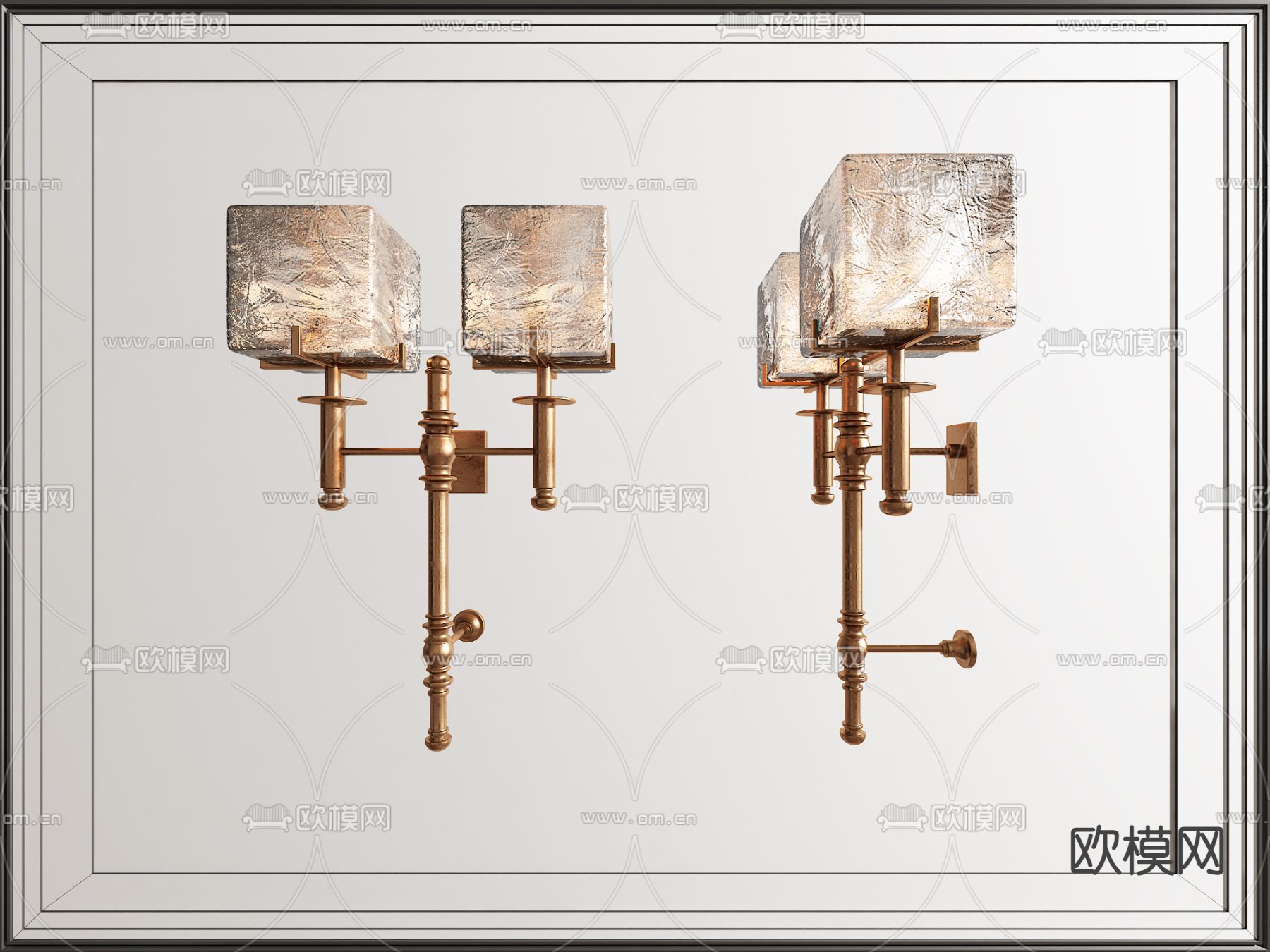 新中式双头壁灯su模型下载（渲染图1）