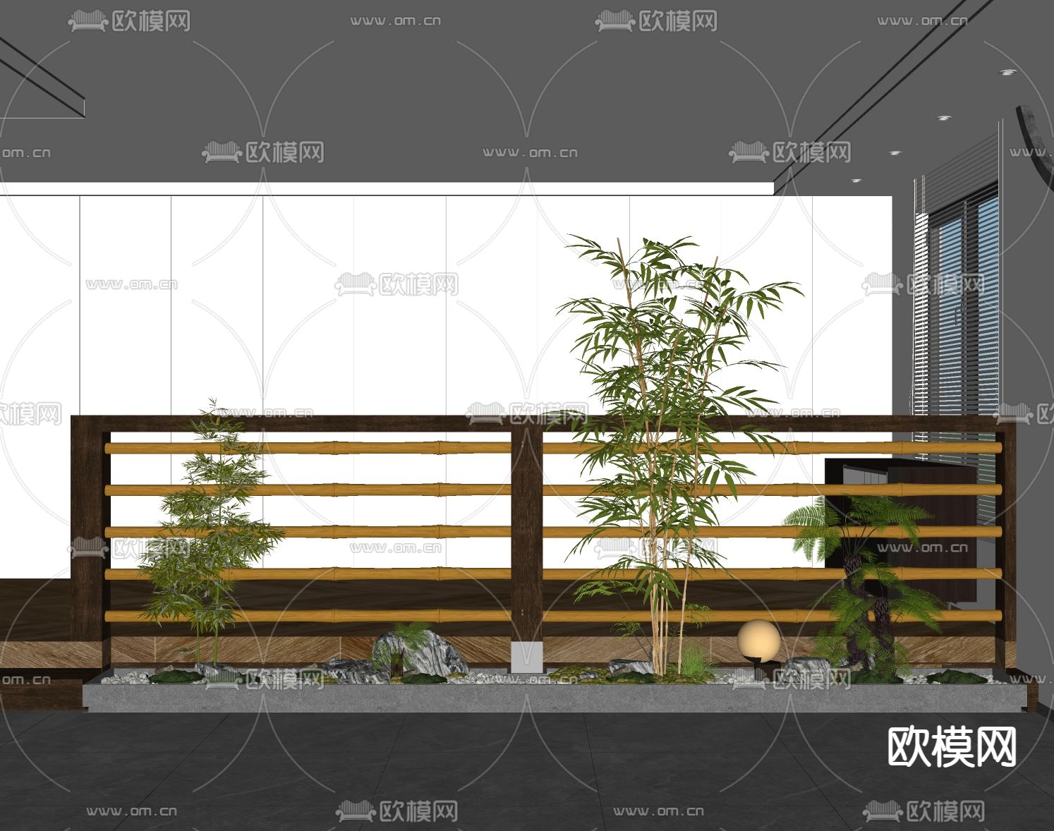 现代室内景观 植物堆su模型下载（渲染图2）