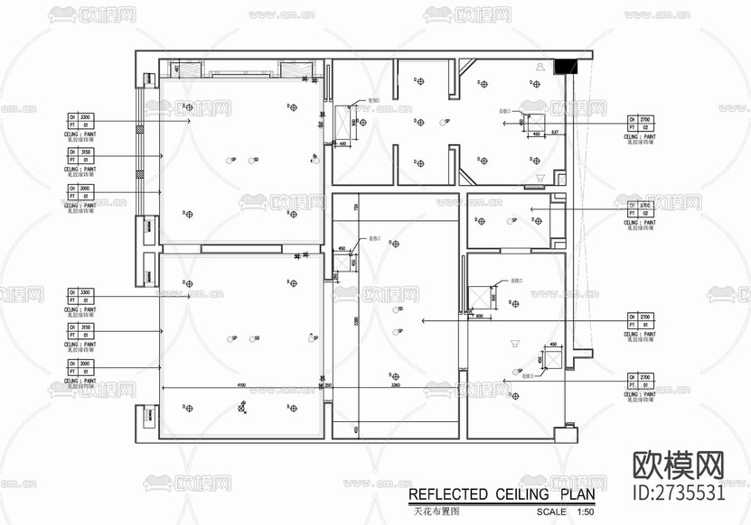120㎡酒店豪華客房套房CAD施工圖下載(渲染圖1)