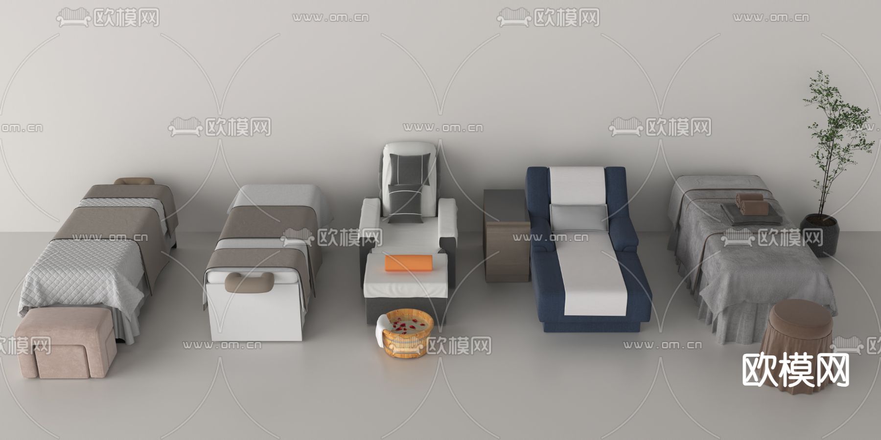 按摩床 足疗床3d模型下载