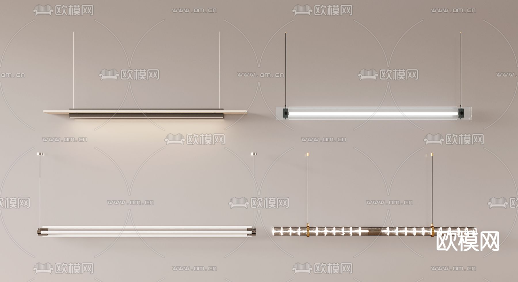 长条吊灯 办公吊灯3d模型下载