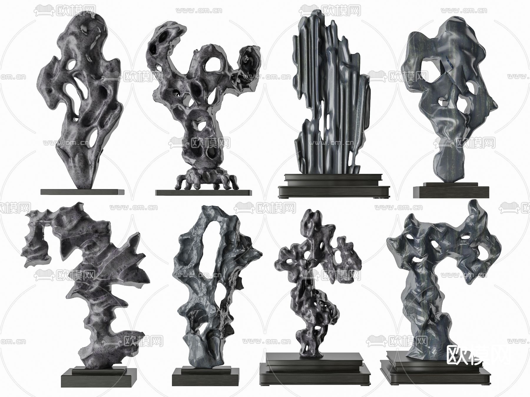 新中式太湖石 景观石 石雕3d模型下载