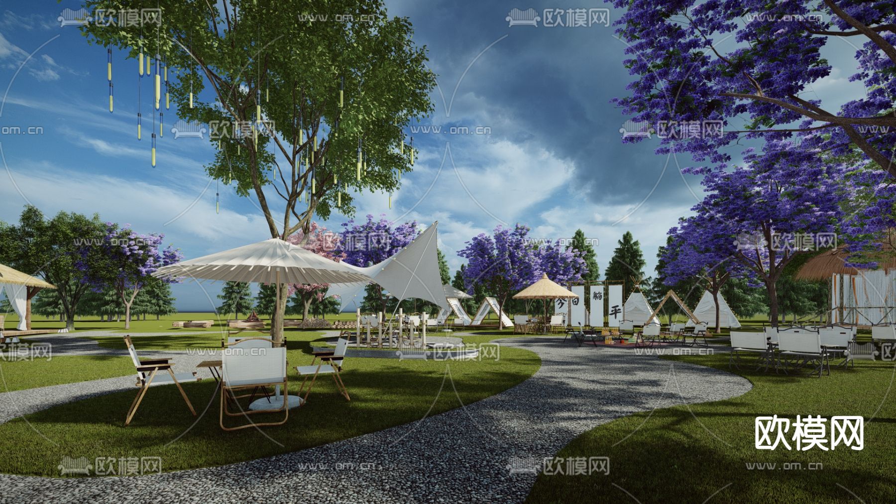 现代露营公园su模型下载（渲染图3）