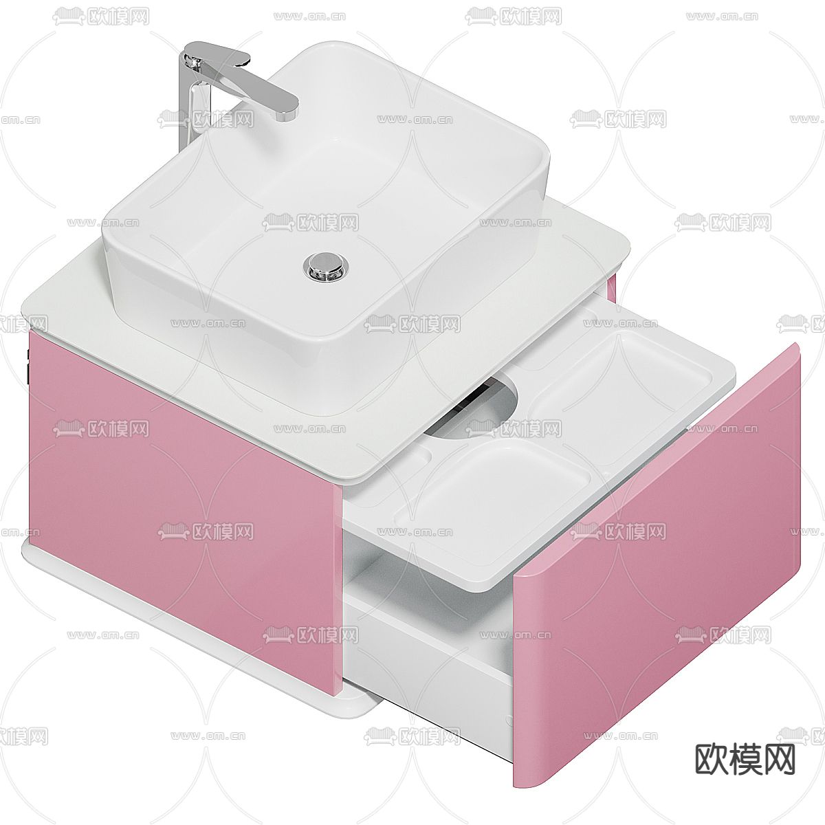 台盆 双盆洗手台3d模型下载（渲染图4）