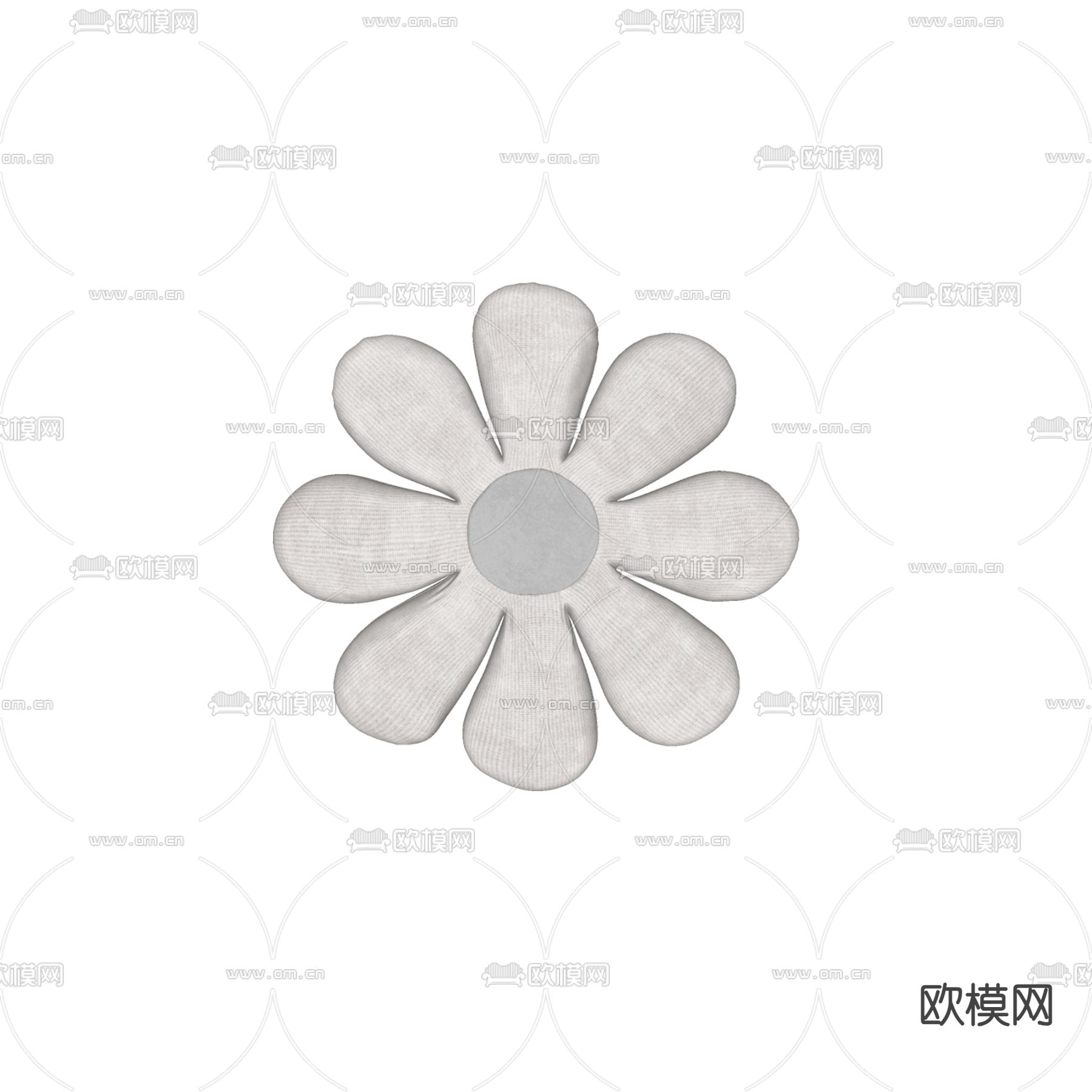 奶油风花瓣抱枕su模型下载（渲染图2）