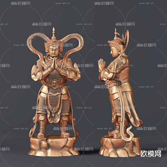 佛像雕塑 韦陀雕塑3d模型下载