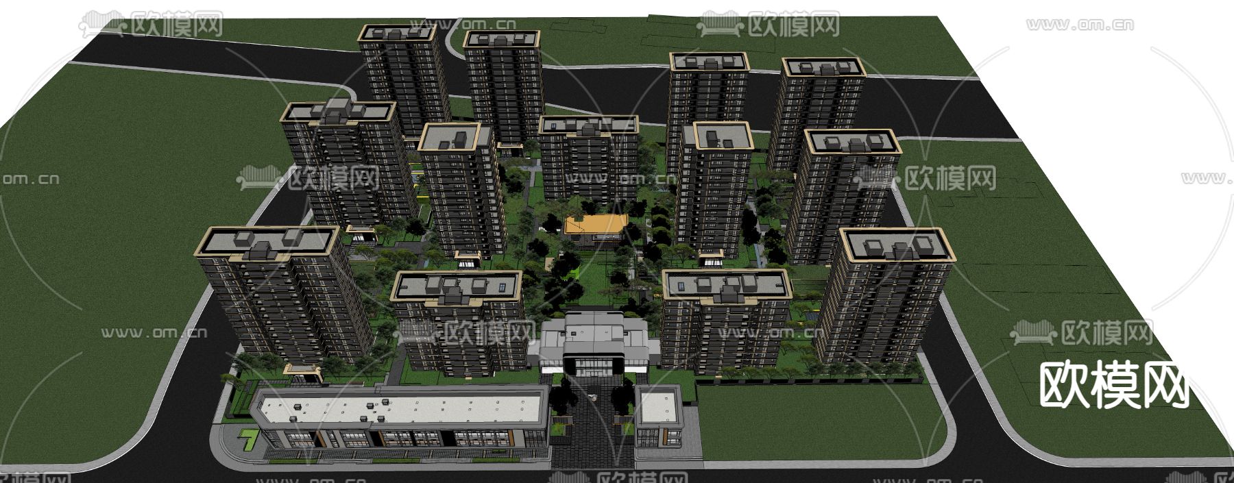 住宅大区鸟瞰su模型