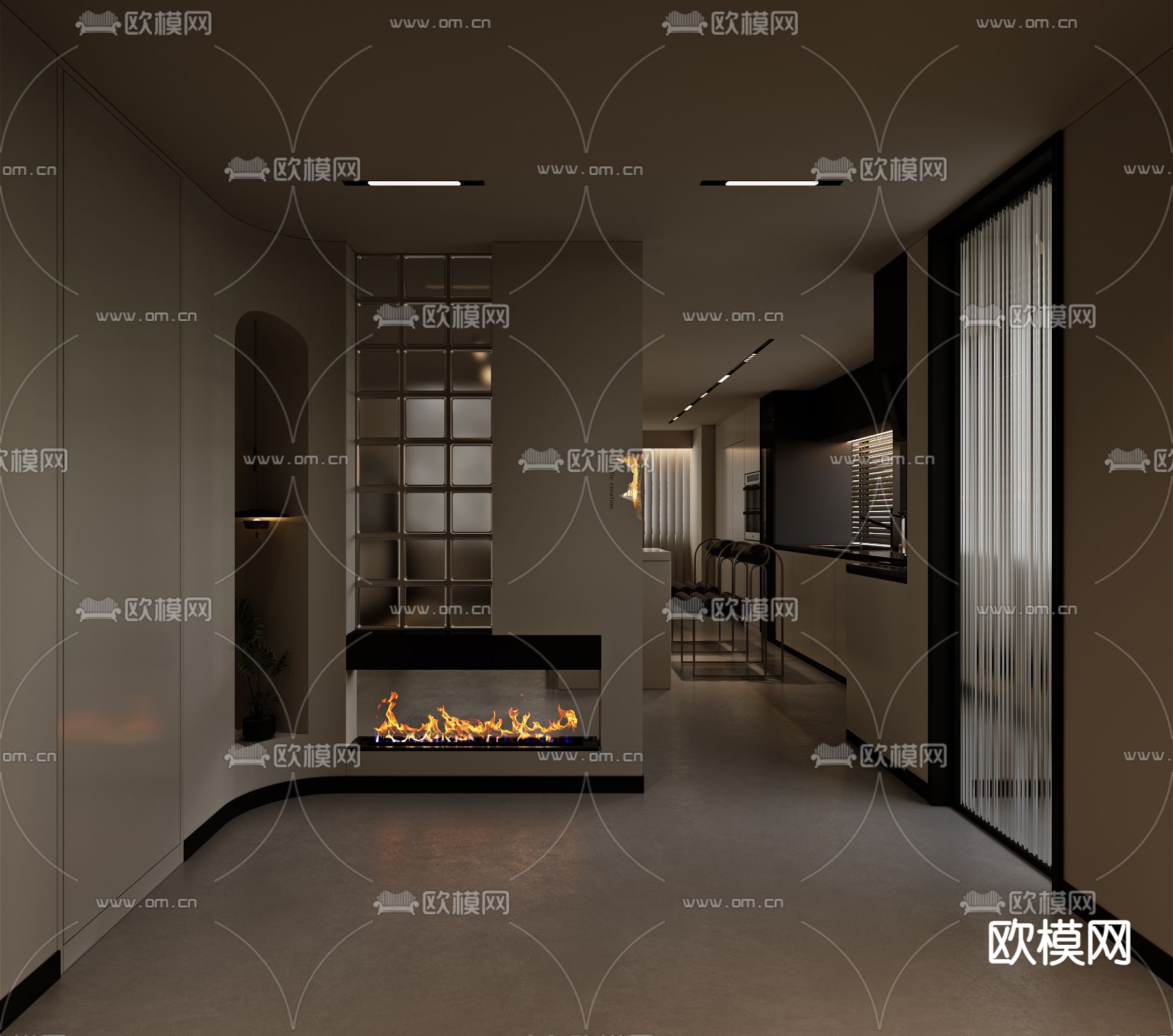 暗黑风厨房3d模型下载（渲染图5）