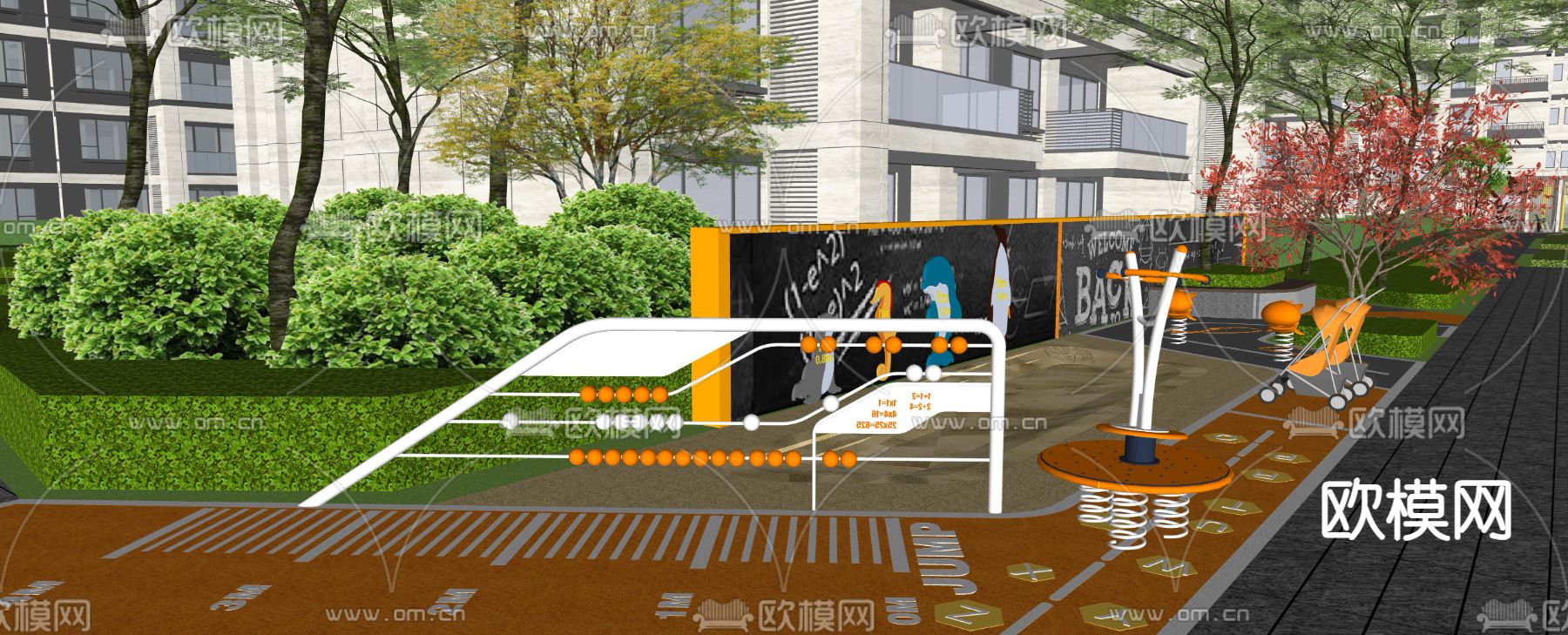住宅小区 儿童游乐区su模型下载（渲染图2）
