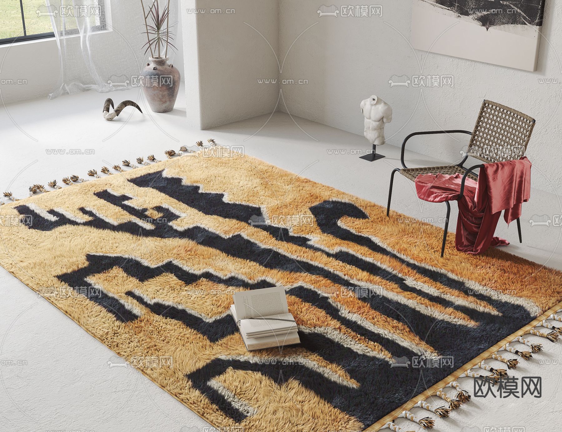 现代地毯su模型下载（渲染图1）