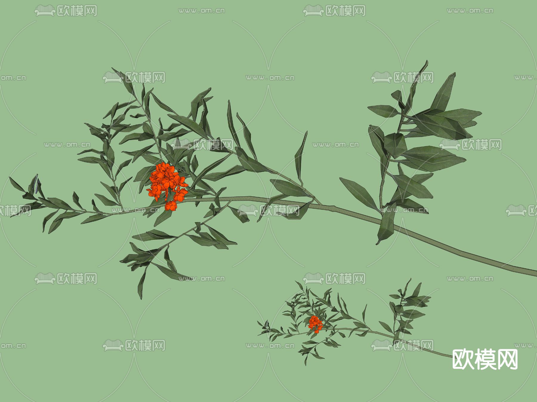 花枝su模型下载（渲染图2）