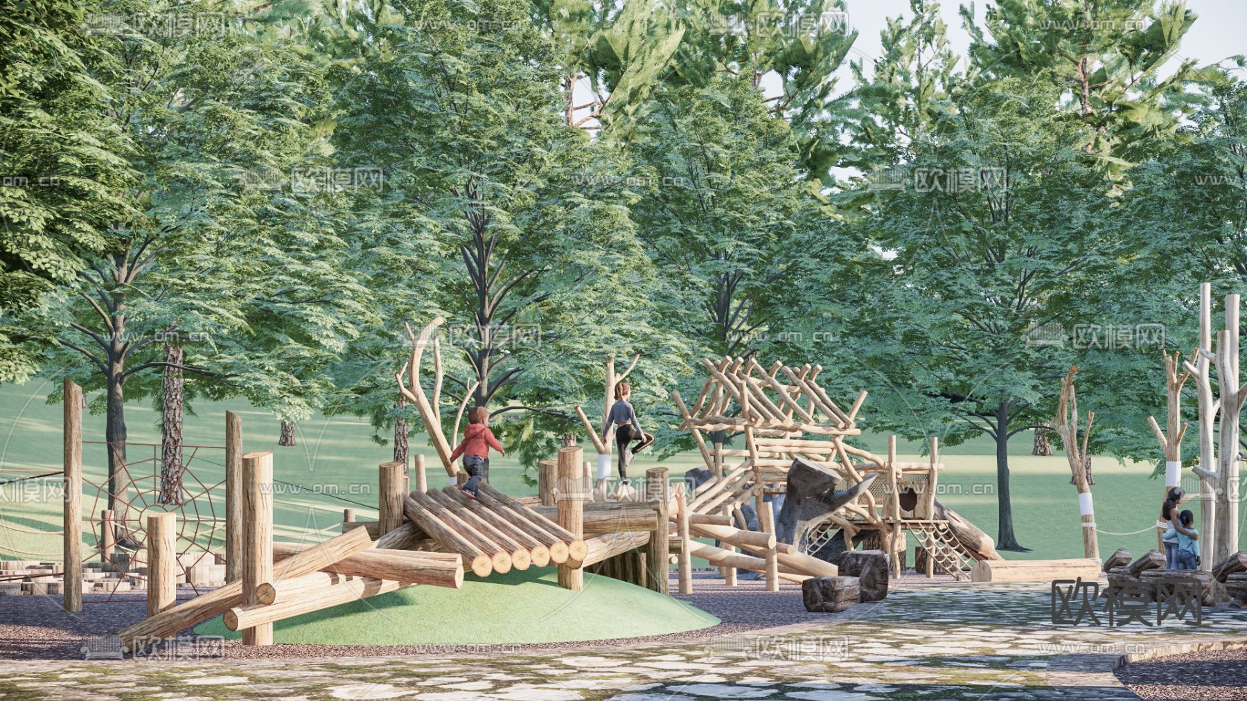 儿童探险游乐区su模型下载（渲染图1）