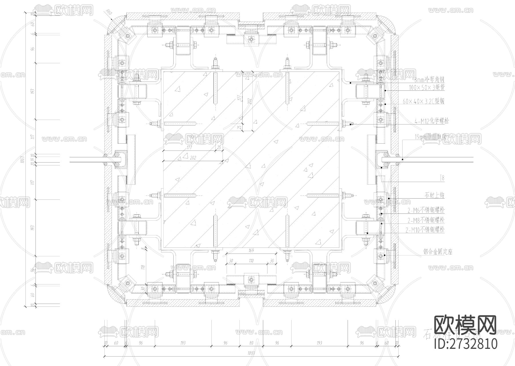 石材柱节点大样CAD施工图下载（渲染图1）