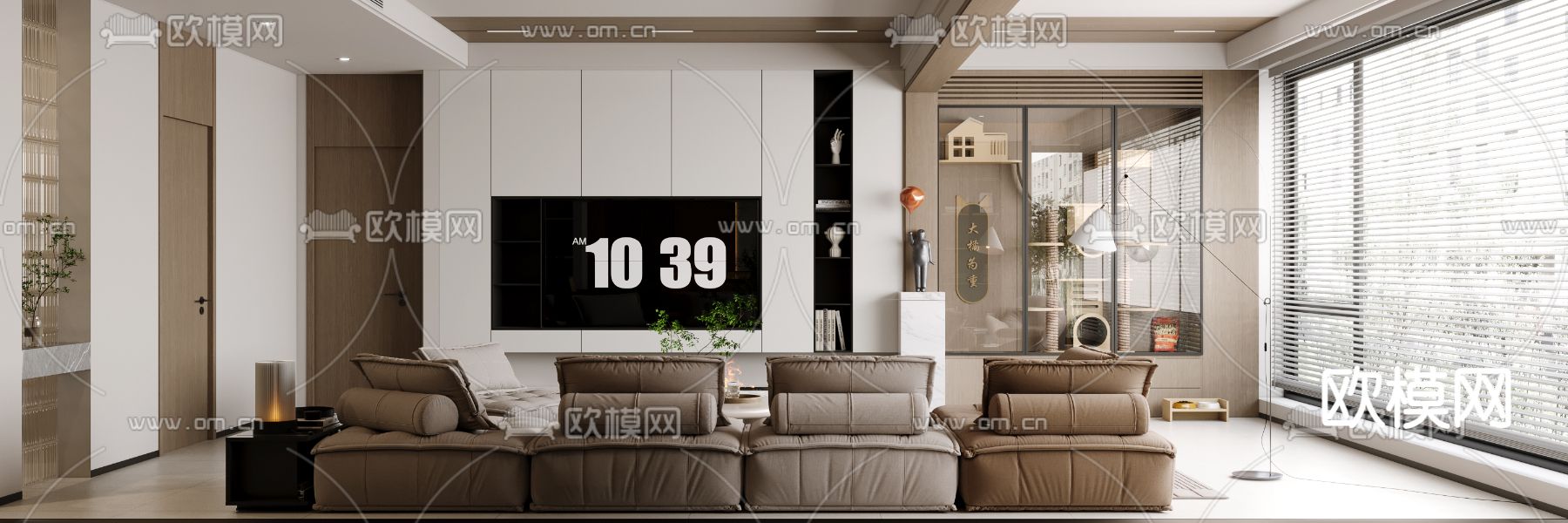 现代客厅 餐厅3d模型下载（渲染图2）