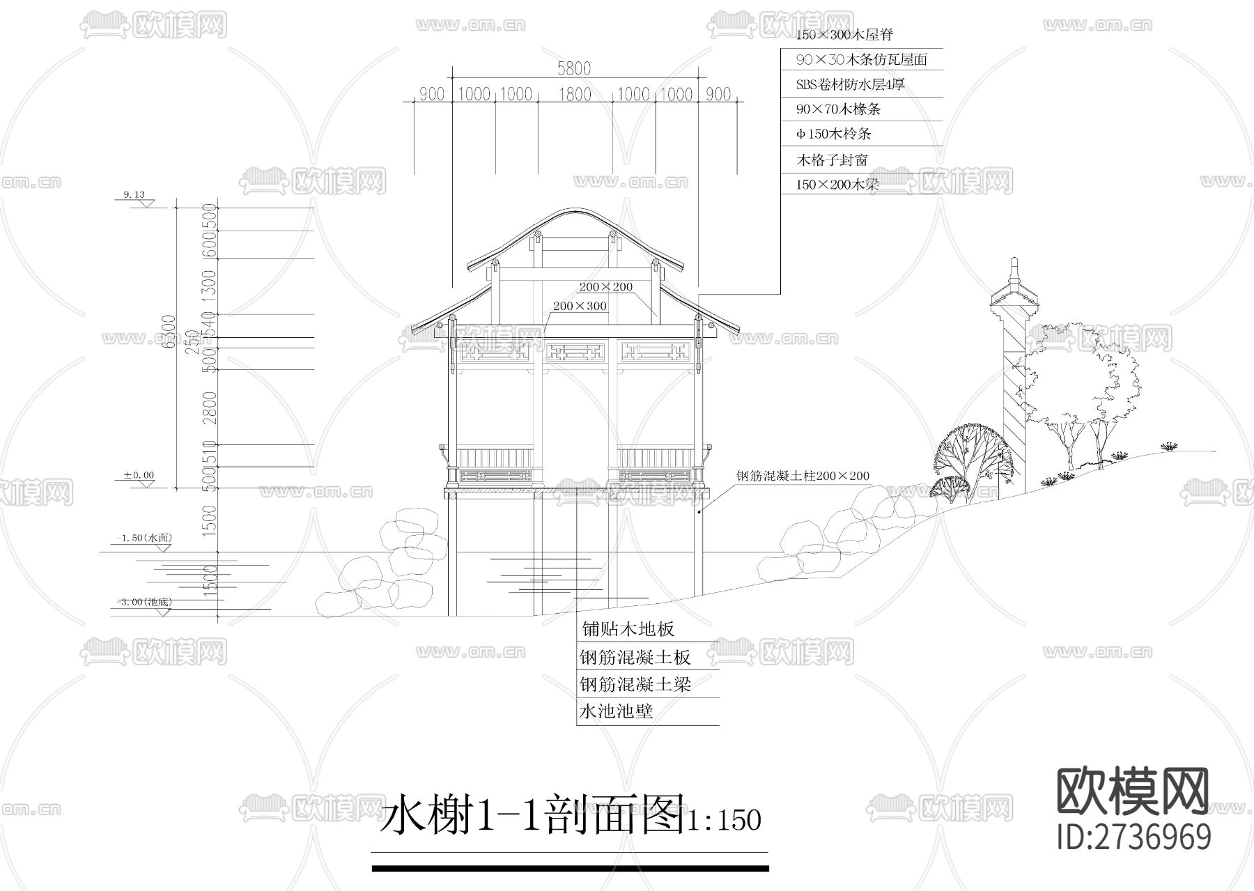 水榭节点大样下载（渲染图3）